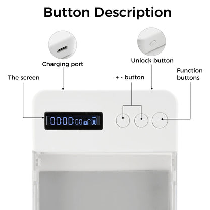 Transparent Students Phone Box Self-Discipline Tool Cell Phone Lock Box with Timer Lcd Display for Adults Children Students
